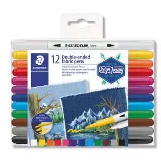 Staedtler® 3190 Doppelfasermaler Textil (Etui mit 12 Stiften)