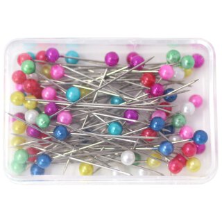 Perlkopfstecknadeln bunt 0,6 x 38 mm (80 Stück)